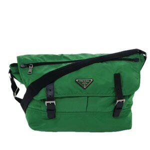 PRADA Shoulder Bag Nylon Green Auth 78081V